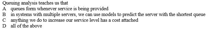 Please select an option A through D. Queuing
