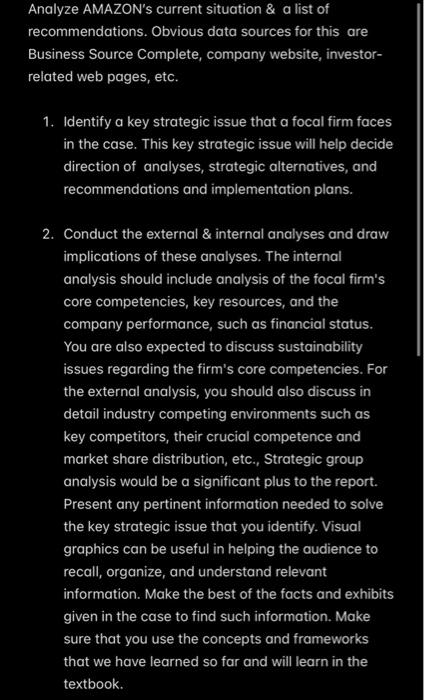 amazon case analysis Analyze AMAZON's current