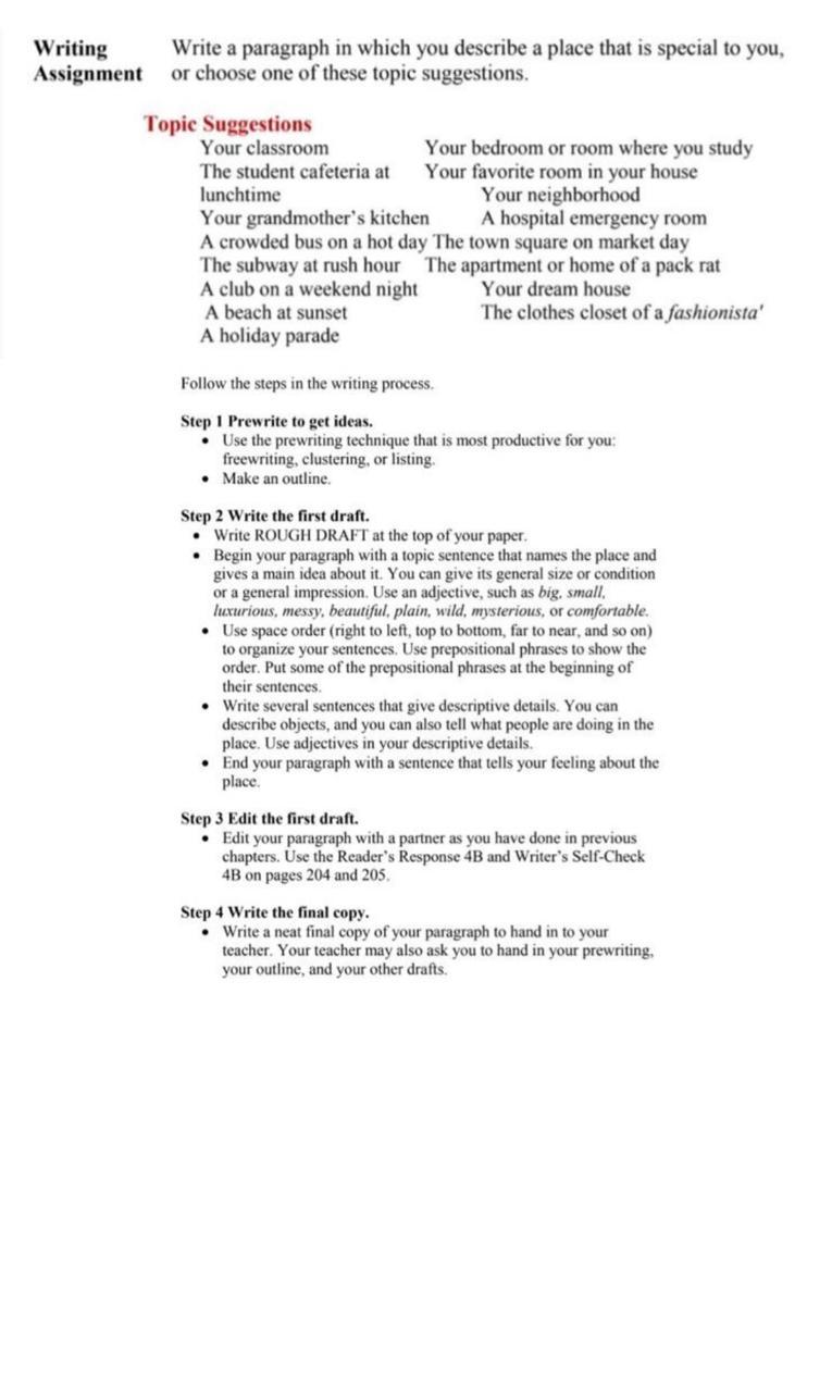 Writing Assignment Write a paragraph in which you