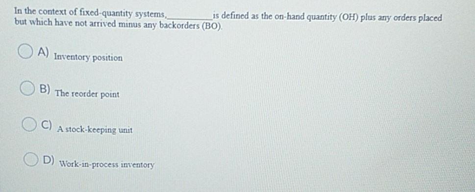 In the context of fixed-quantity systems, is