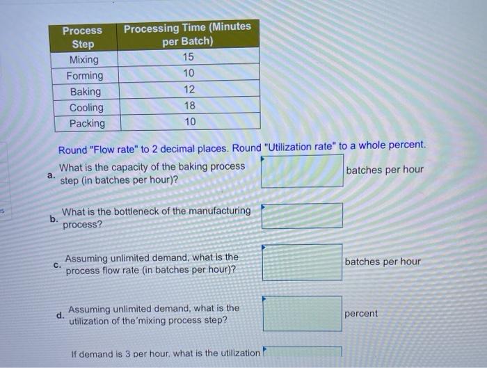 question3 Process Step Mixing Forming Baking