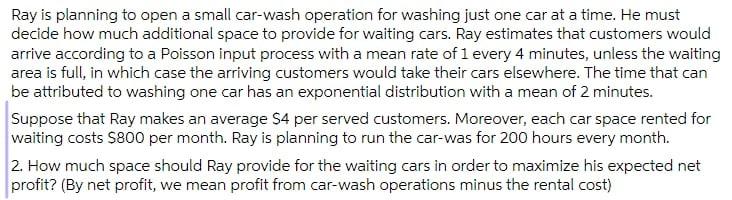 DO IT IN EXCEL! Ray is planning to open a small