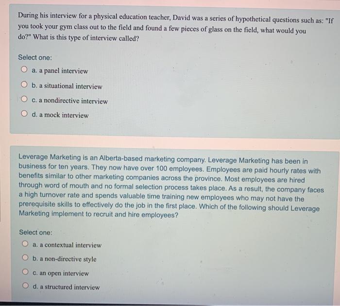 During his interview for a physical education