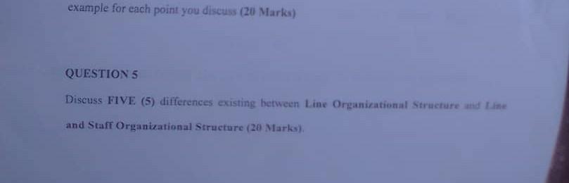 example for each point you discuss (20 Marks)