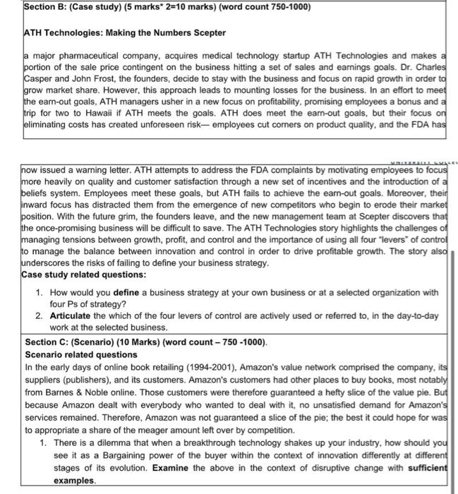 Section B: (Case study) (5 marks 2=10 marks)