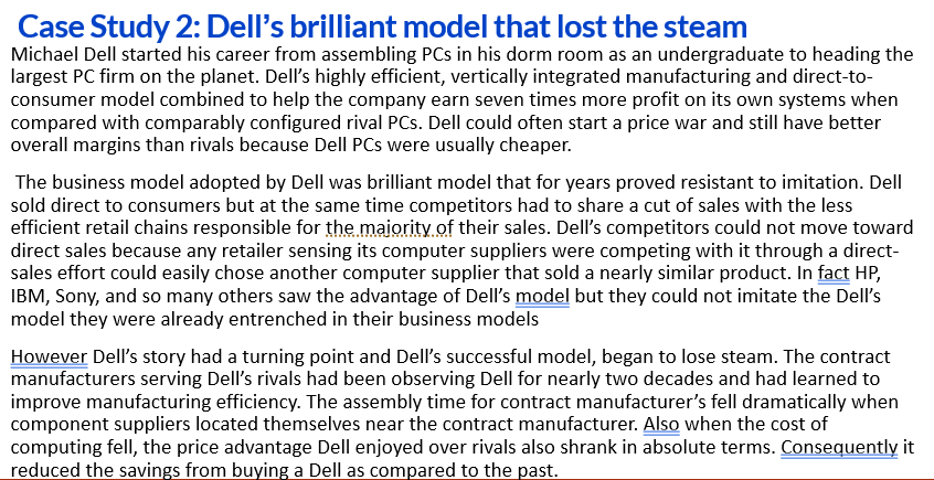 Case Study 2: Dell's brilliant model that lost