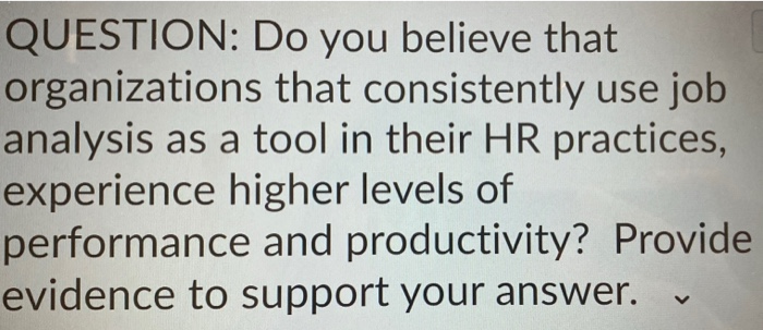 QUESTION: Do you believe that organizations that