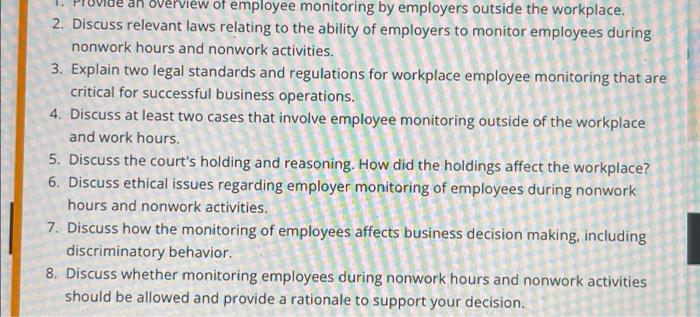 an overview of employee monitoring by employers