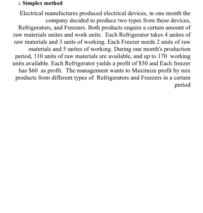 2- Simplex method Electrical manufactures