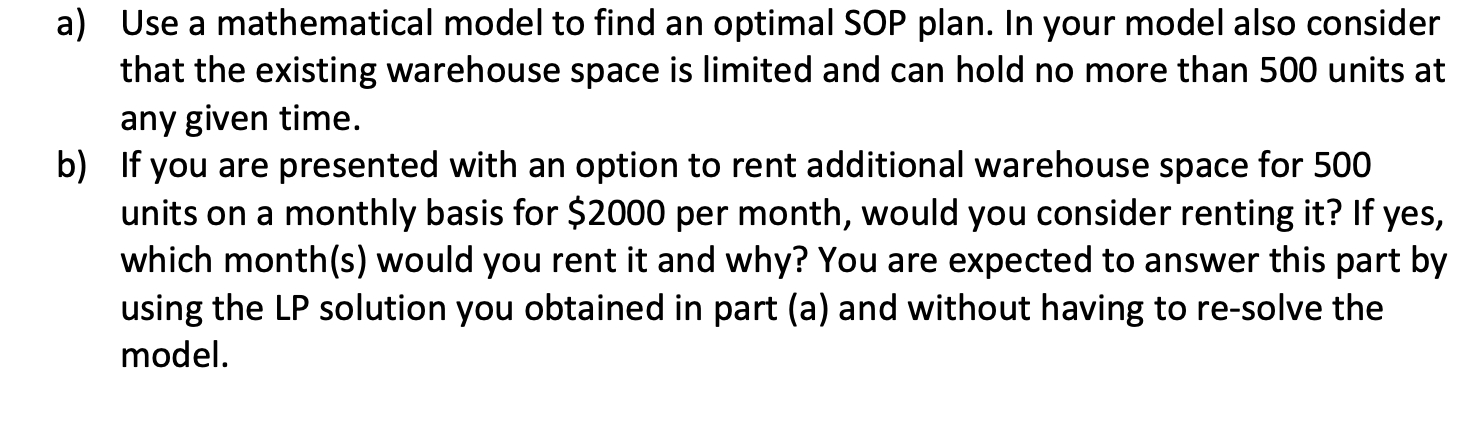 that the existing warehouse space is limited and