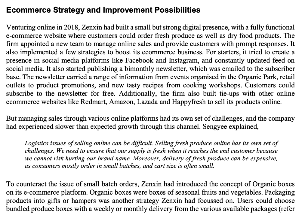 Assess Zenxin's existing digital marketing