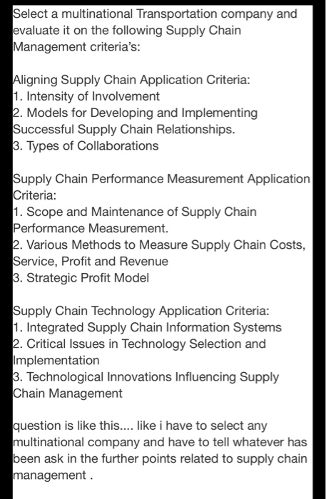 Select a multinational Transportation company and