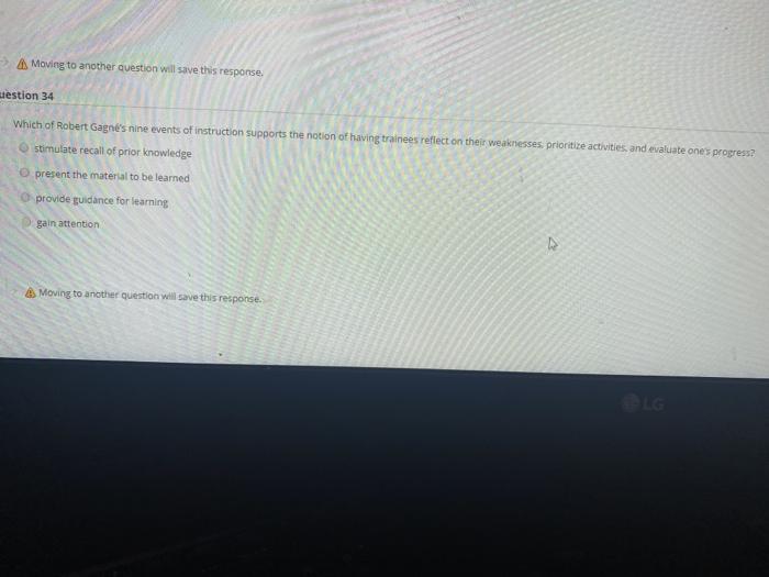 Moving to another question will save this