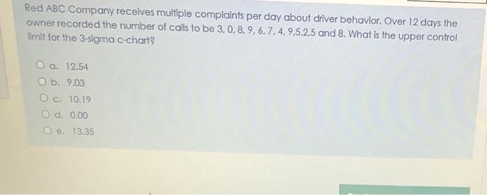 Red ABC Company receives multiple complaints per