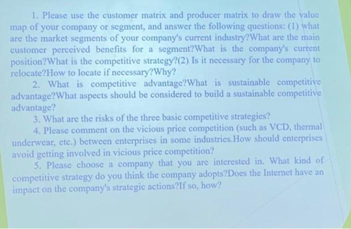 1. Please use the customer matrix and producer