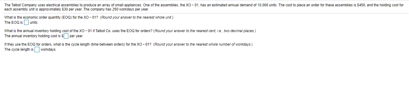 The Talbot Company uses electrical assemblies to