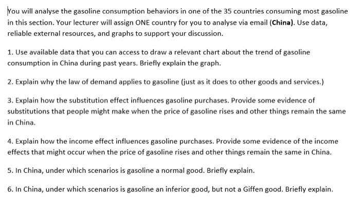 You will analyse the gasoline consumption