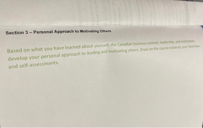 Section 3 - Personal Approach to Motivating