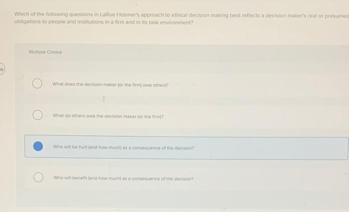 Which of the following questions in LaRue