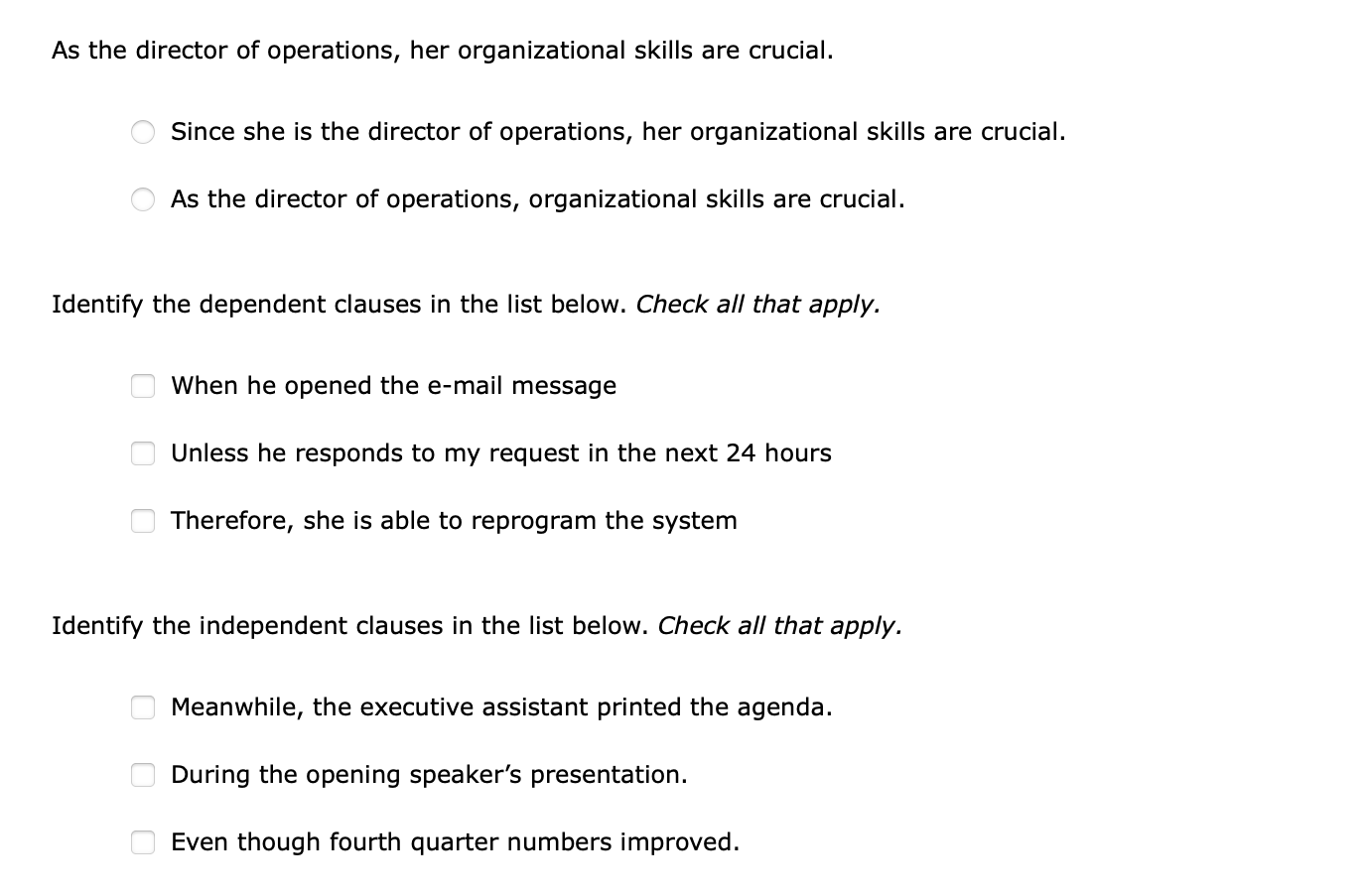 As the director of operations, her organizational