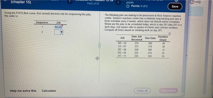 (chapter 15) Part 2 of 36 Help points Points: 0