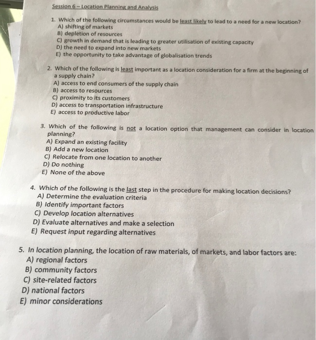 Session 6 - Location Planning and Analysis 1.