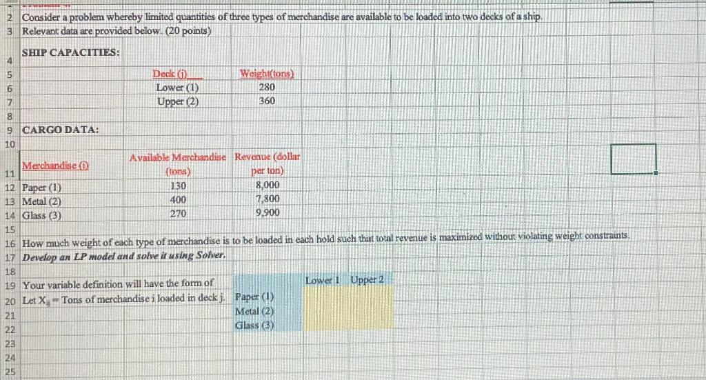 Management Science 2. Consider a problem whereby