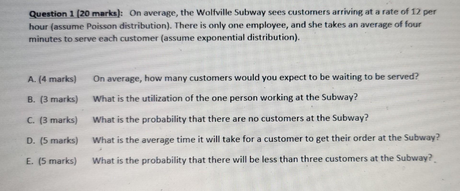 please answer all the five parts in question 1