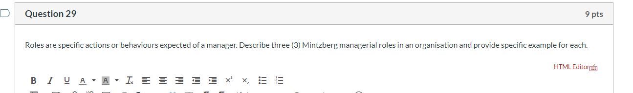 Question 29 9 pts Roles are specific actions or