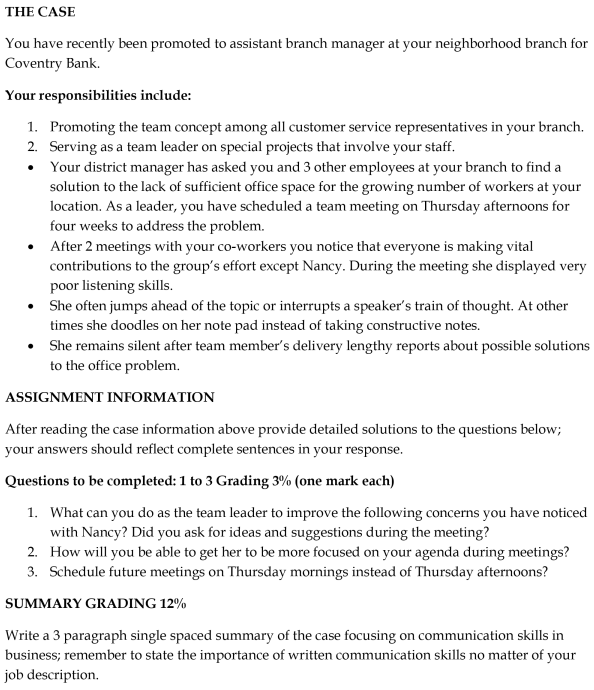 THE CASE You have recently been promoted to