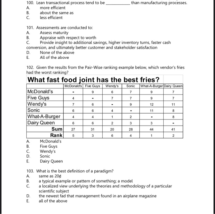 than manufacturing processes. 100. Lean