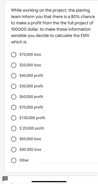While working on the project, the planing team