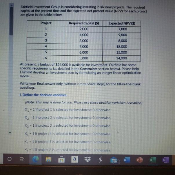 1 2 9,000 3 8,000 4 5 6 Fairfield Investment