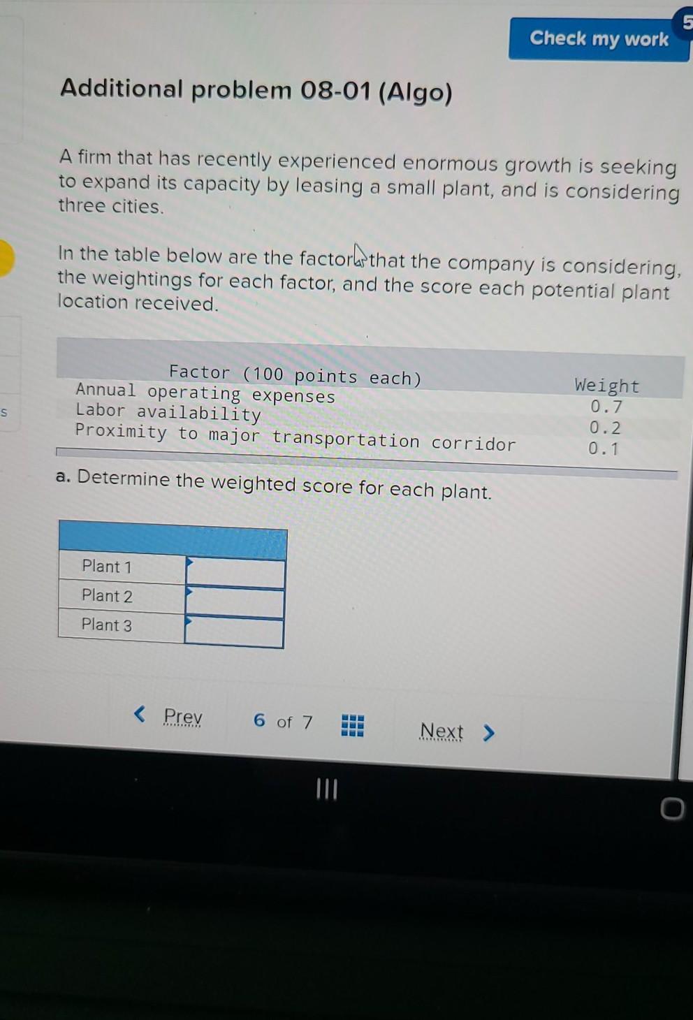 5 Check my work Additional problem 08-01 (Algo) A