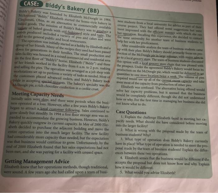 CASE: Biddy's Bakery (BB) Biddy's Bakery was