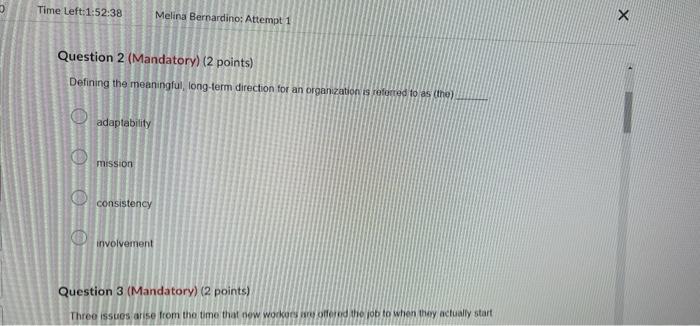 ime Left:1:52:53 Melina Bernardino: Attempt 1