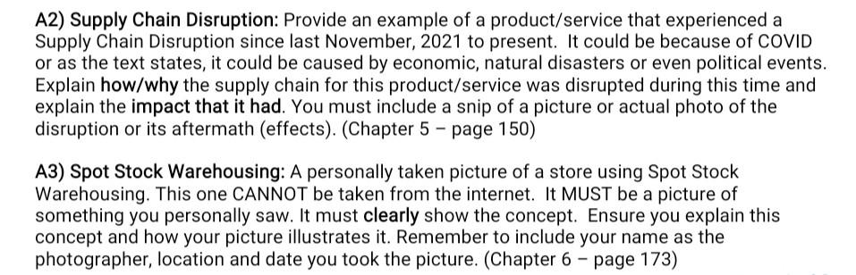 A2) Supply Chain Disruption: Provide an example