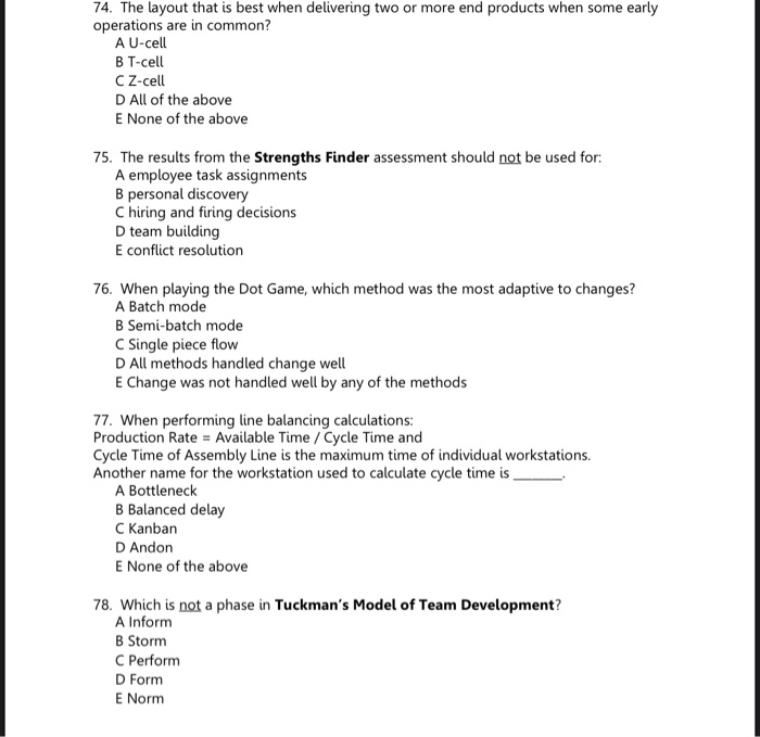 74. The layout that is best when delivering two