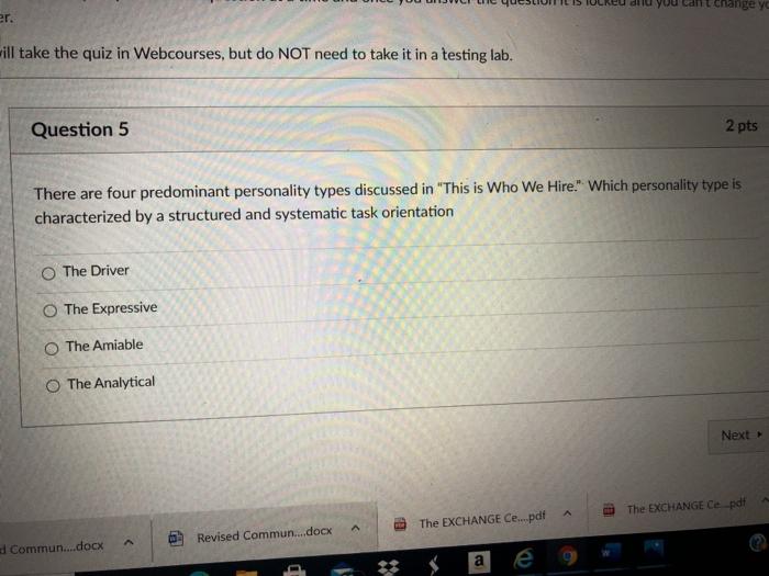 change y er. will take the quiz in Webcourses,