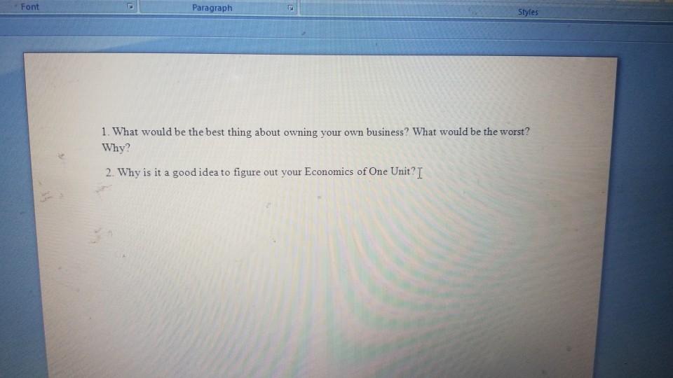 please give reference Font Paragraph Styles 1.