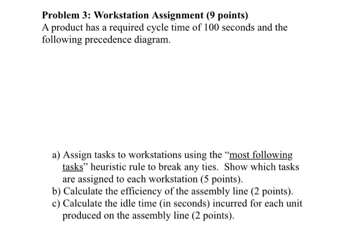 Problem 3: Workstation Assignment (9 points) A
