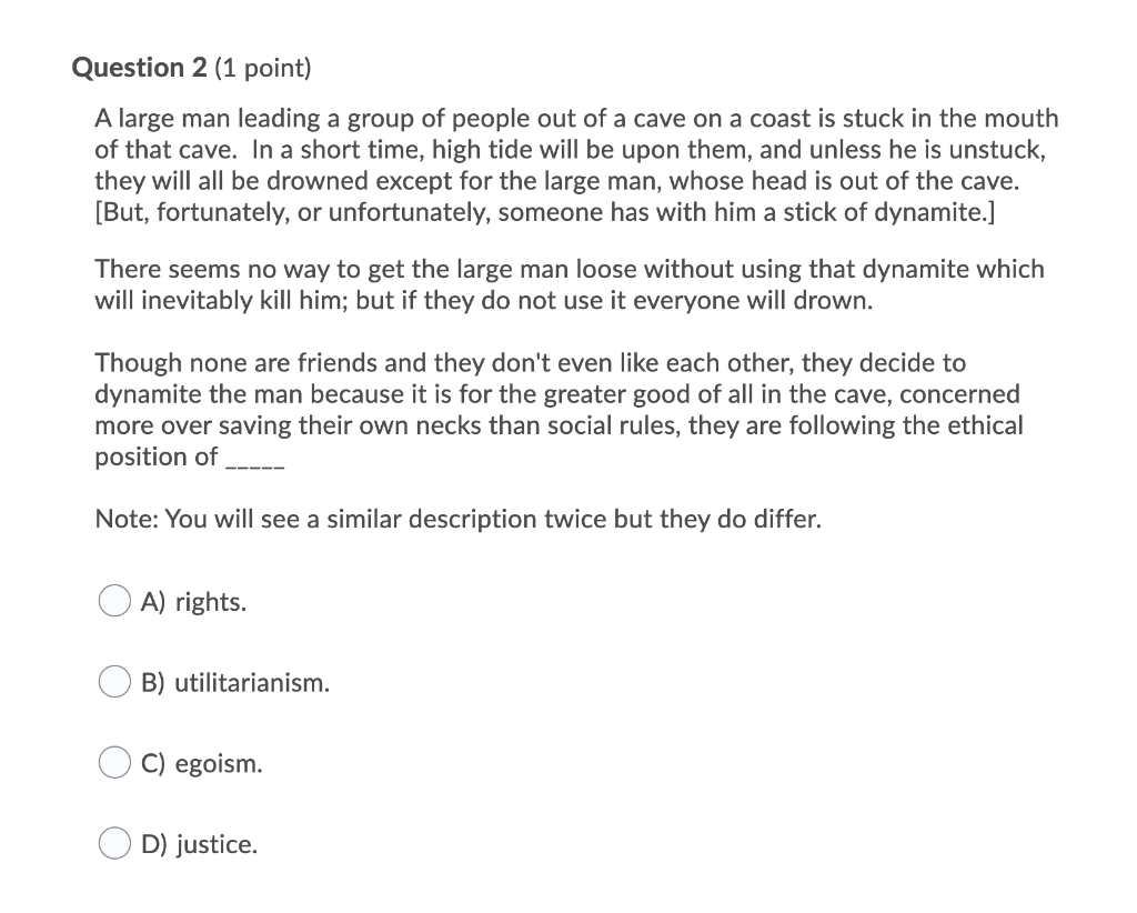 Question 2 (1 point) A large man leading a group