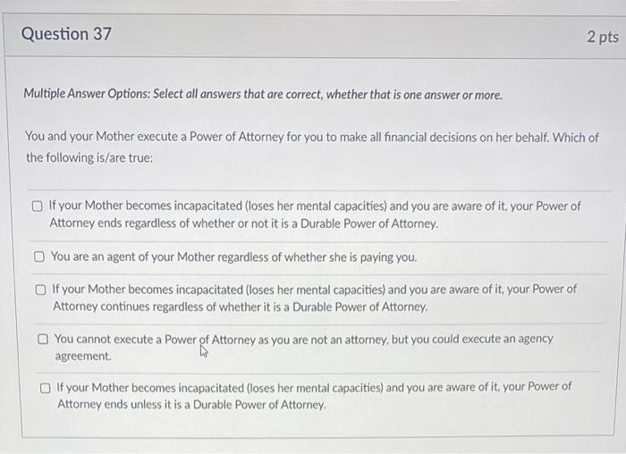 Question 37 2 pts Multiple Answer Options: Select