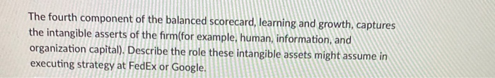 the fourth component of the balanced scorecard,