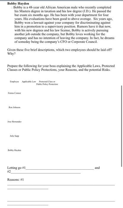 Read through the Layoff Exercise and address the