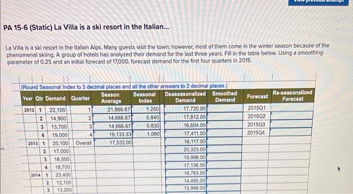 PA 15-6 (Static) La Villa is a ski resort in the
