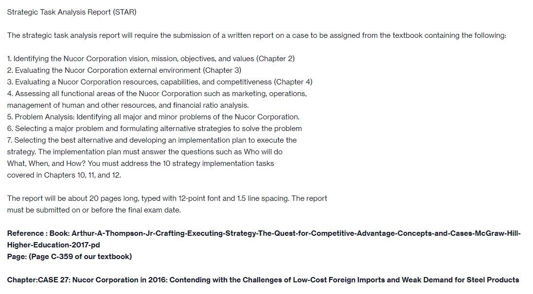 Strategic Task Analysis Report (STAR) The