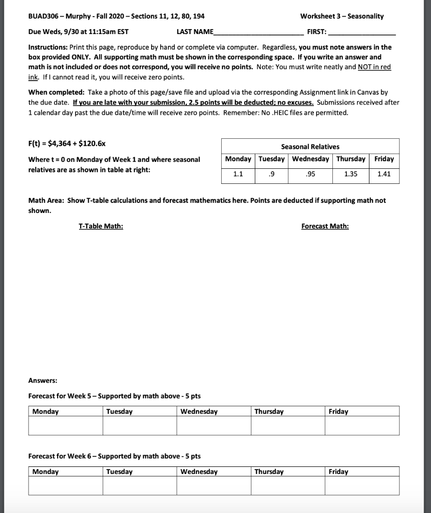 Operations Management - Seasonality BUAD306 -