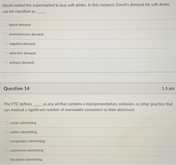 David visited the supermarket to buy soft drinks.