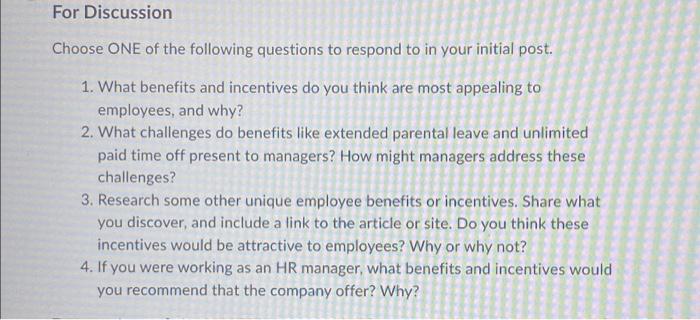 For Discussion Choose ONE of the following